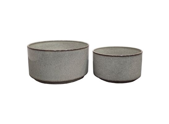 Zestaw 2 donic metalowych FEETED CYLINDRICAL BOWL szary
