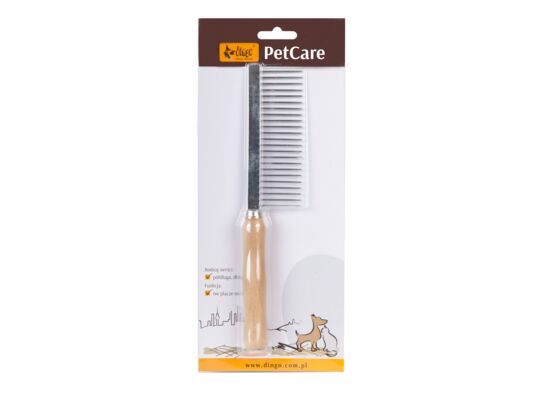 Grzebień metalowy z drewnianą rączką, 23 igły, Dingo