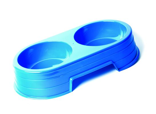 Miska dla psa plastikowa podwójna 0,6 l mix kolorów Dingo