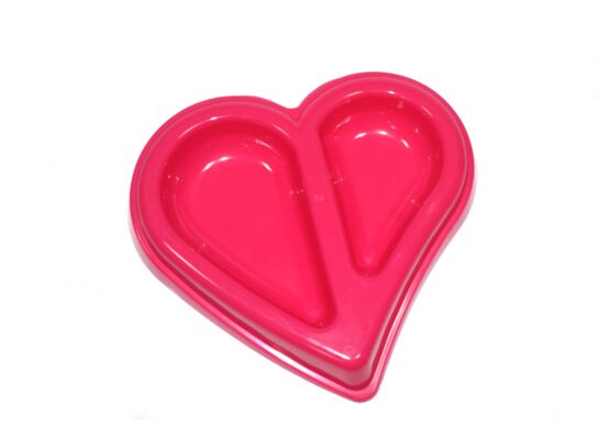 Miska plastikowa w kształcie serca podwójna 0,45 l mix kolorów Dingo