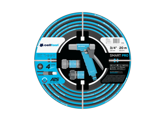 Zestaw Smart wąż 20 mb 3/4" + zraszacz + złączki + wieszak CELLFAST