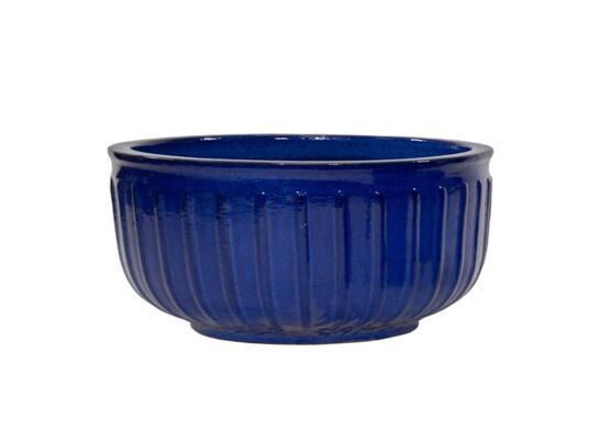 Donica Glazed Bowl Vertical Stripes Blue D35H18