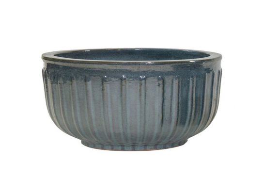 Donica Glazed Bowl Vertical Stripes M. Green D45H24