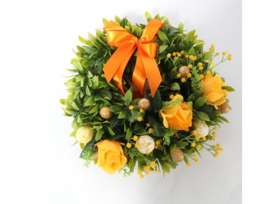 Wianek dekorowany 30 cm pomarańczowy