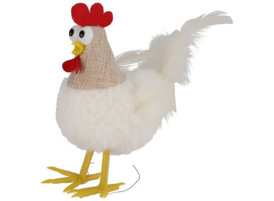 Kura z ogonem z piórek biały 22 cm