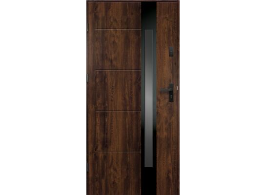 Drzwi zewnętrzne S68 Wezuwiusz Inox Orzech 90L Shadow/Black O.K.DOORS