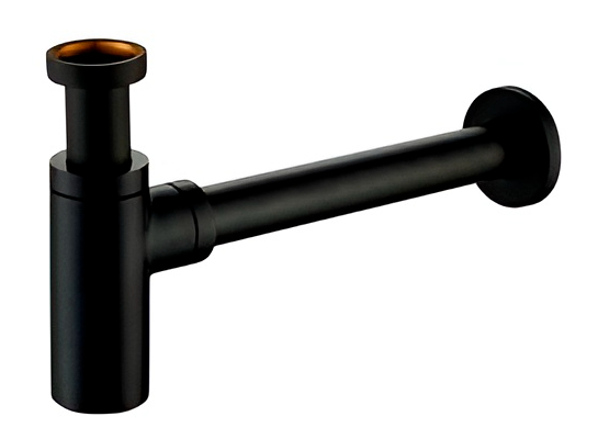 Półsyfon umywalkowy Axus lux, czarny, butelka okrągła, odejście proste fi 32, karton ozdobny z zawieszką