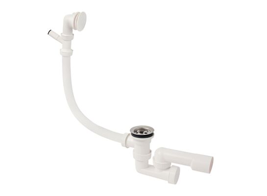 Syfon wannowy nadstropowy, sitko metalowe,przyłącze pralki