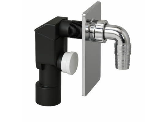 Syfon pralkowy podtynkowy ABS chromowany, odejście fi 40