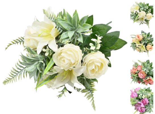 Róża/lilia bukiet 13 kwiatów mix kolorów