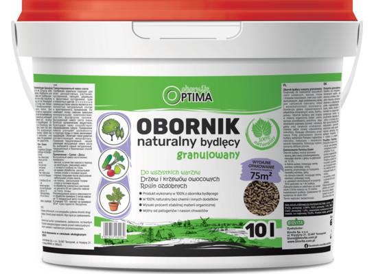 Obornik naturalny bydlęcy granulowany wiaderko 10 l OPTIMA