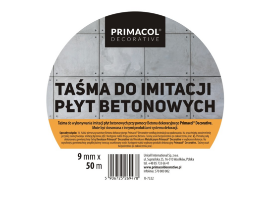 Taśma do imitacji płyt betonowych 9 mm x 50 mb Primacol Decorative