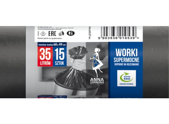 Worki na śmieci SUPERMOCNE 35 l 15 sztuk Anna Zaradna