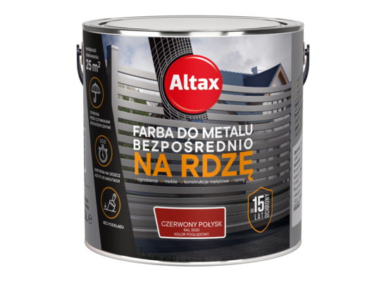 Farba do metalu 2,5L czerwony połysk Altax