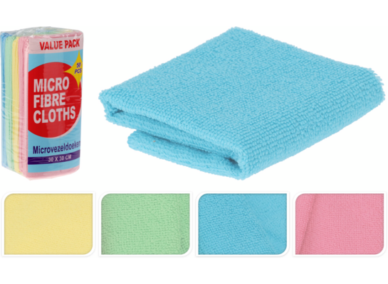 Zestaw ścierek z mikrofibry 30 x 30 cm 50 szt. mix kolorów