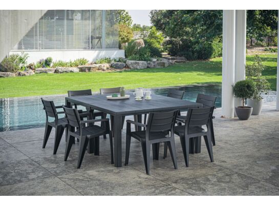 Zestaw ogrodowy Julie 6 krzeseł + stół 147 x 90 cm w kolorze grafitowym
