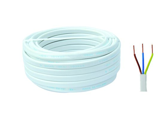 Przewód YDYP 750 V, 3 x 2,5 15 mb biały AKS Zielonka