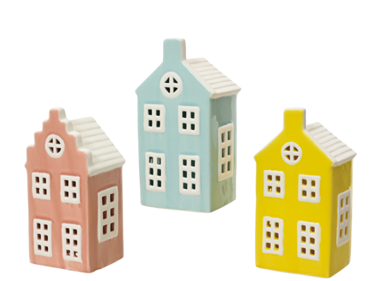 Dekoracja ceramiczna domek mix kolorów