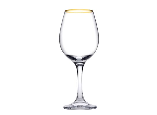 Kieliszki do wina Amber 295 ml 6 sztuk złota obwódka transparentny