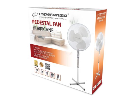 Wentylator podłogowy 40 cm 50 W biały Esperanza