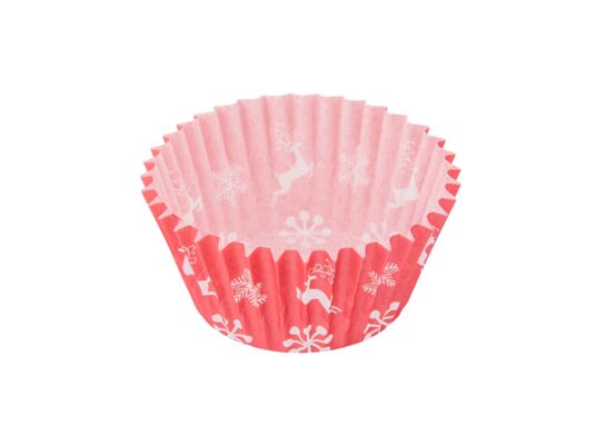 Komplet 50 foremek papierowych do babeczek 5 x 3 cm Zimowa choinka