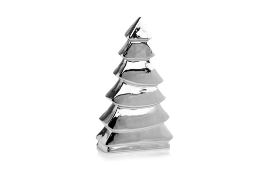 Figurka ceramiczna choinka 32 cm srebrna