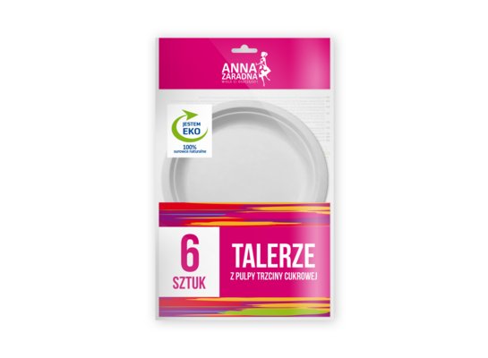 Talerze z pulpy trzciny cukrowej 6 sztuk ANNA ZARADNA