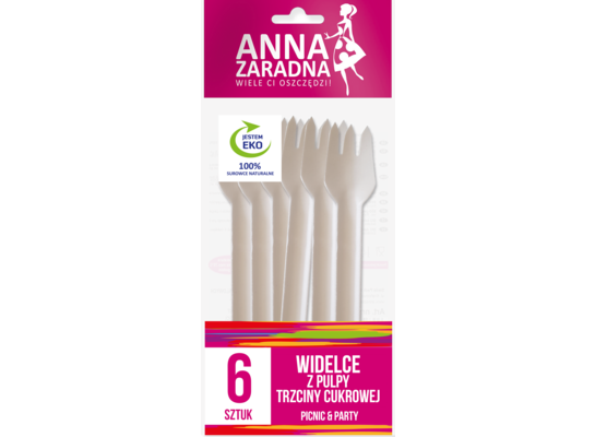 Widelce z pulpy trzciny cukrowej 6 sztuk ANNA ZARADNA