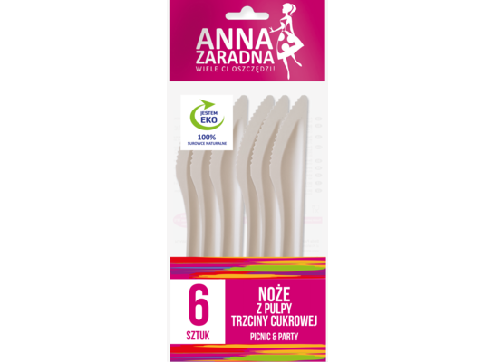 Noże z pulpy trzciny cukrowej 6 sztuk ANNA ZARADNA