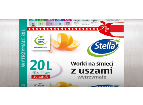 Worki na śmieci uszy 20 l białe 30 sztuk