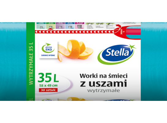 Worki na śmieci uszy 35 l turkusowe 30 sztuk