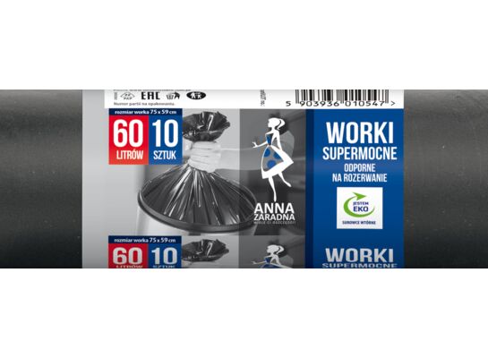 Worki na śmieci SUPERMOCNE 60 l 10 sztuk