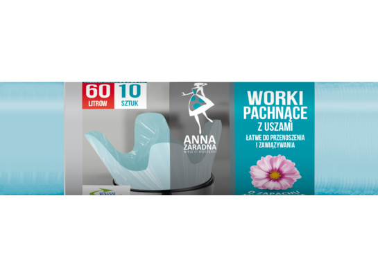 Worki na śmieci uszy KWIAT 60 l 10 sztuk