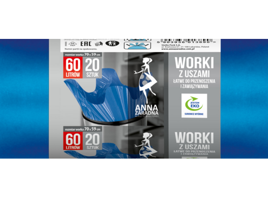 Worki na śmieci uszy 60 l 20 sztuk