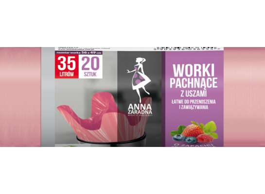 Worki na śmieci uszy OWOCOWY 35 l 20 sztuk