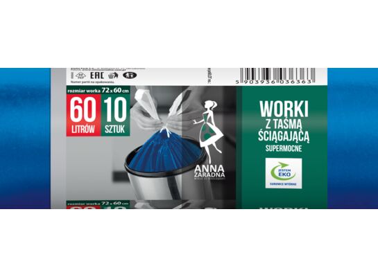 Worki na śmieci z taśmą 60 l 10 sztuk