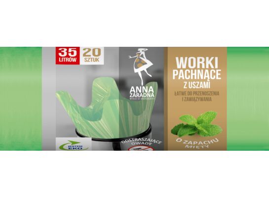Worki na śmieci uszy MIĘTOWY 35 l 20 sztuk