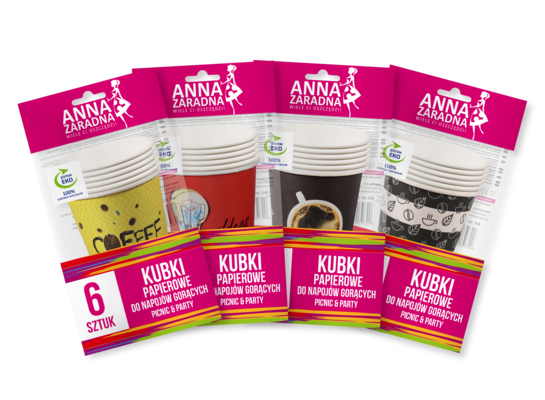 Kubki papierowe do napojów gorących 6 sztuk ANNA ZARADNA