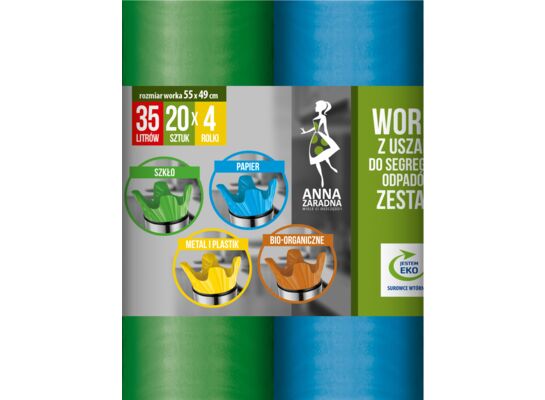 Worki do segregacji zestaw 35 l 4 x 20 sztuk