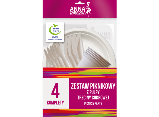 Zestaw piknikowy z trzciny cukrowej 16 elementów ANNA ZARADNA