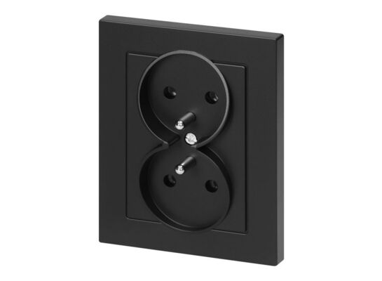 Gniazdo 2x2P+Z p/t Malta 16A PT-6M czarny