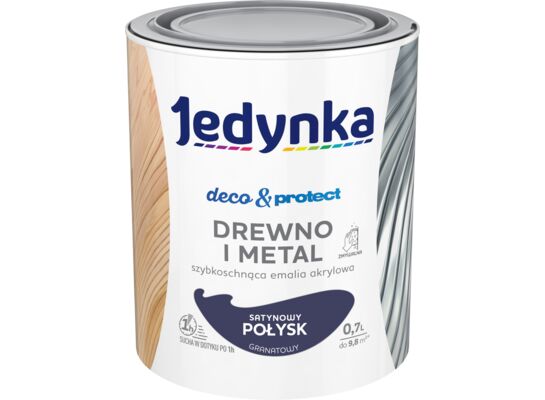 Farba akrylowa Jedynka Deco&Protect Drewno i Metal Satynowy Połysk Granatowy 0,7 l