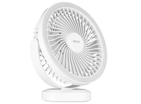 Wentylator biurkowy z akumulatorem i lampką 48xSMD biały VA0338W Vayox