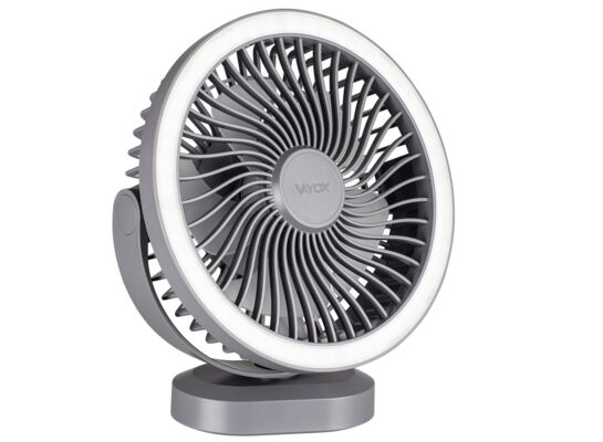 Wentylator biurkowy z akumulatorem i lampką 48xSMD szary VA0338G Vayox