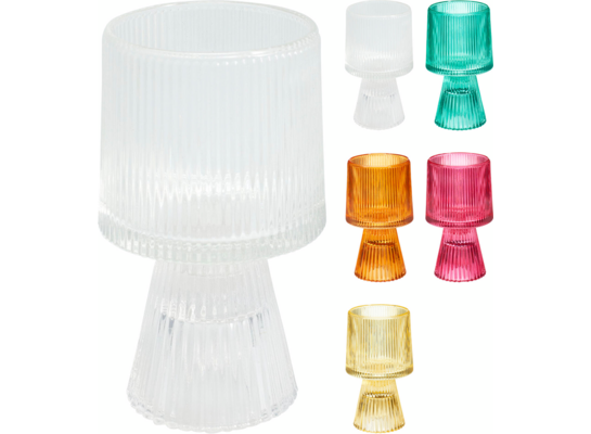 Szklany lampion na tealight 13 cm mix kolorów