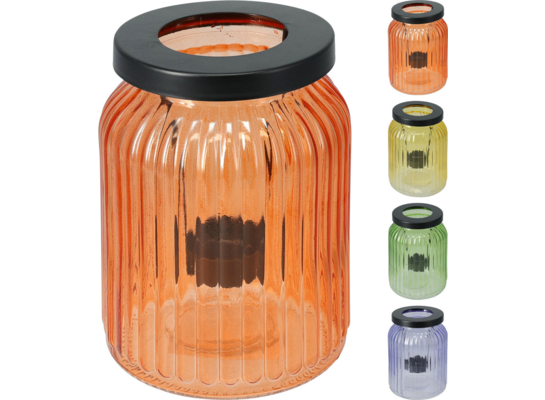 Szklany lampion z metalowym uchwytem na tealight