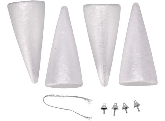 Zestaw DIY ze styropianu 4 sztuki białe stożki do powieszenia