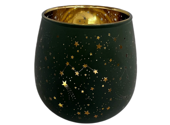 Szklany świecznik na t-light z motywem gwiazdek 9x9cm