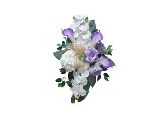Elegancka kompozycja kwiatowa w podłużnej misie wys. 27 cm