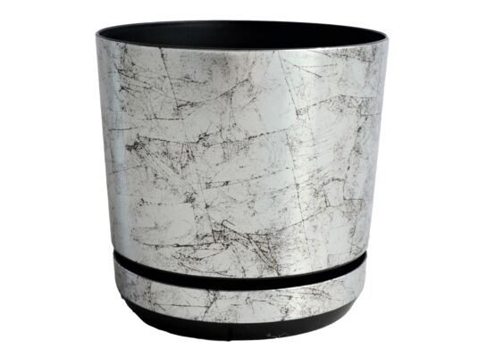 Donica plastikowa z podstawką wys. 31 cm srebrny
